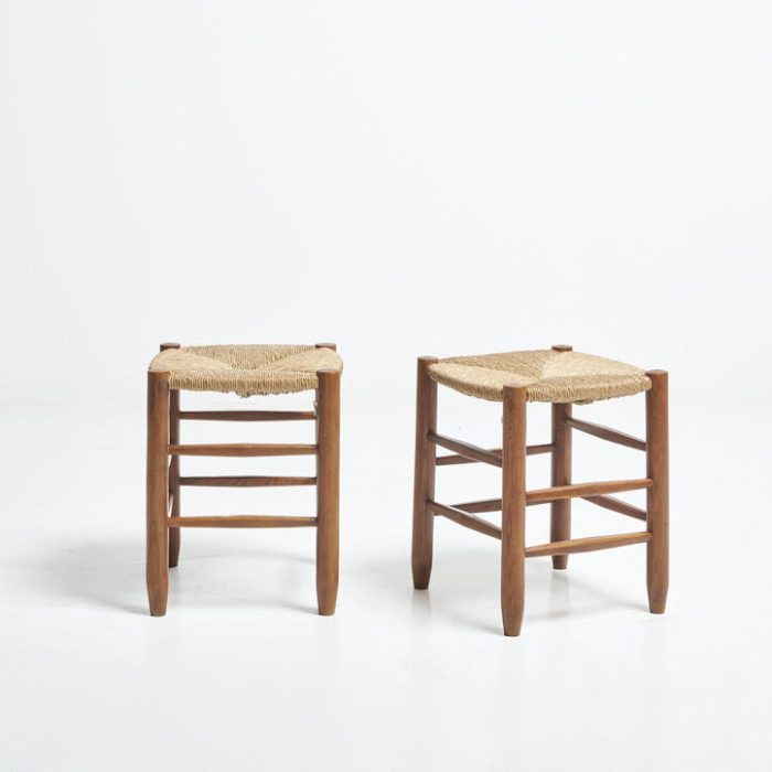 tabouret paillée Charlotte Perriand