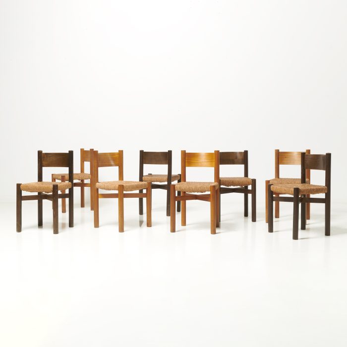 Ensemble de chaises paillées Charlotte Perriand